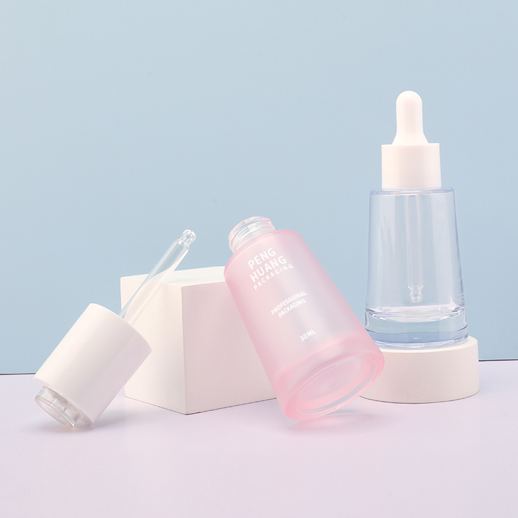 Cosmetic packaging — 1oz 30ml Round Frosted Glass Dropper Bottle for Skin Care Serum & Cosmetic Packaging Screen Printed Hair Oil & Face Serum Bottle (2)