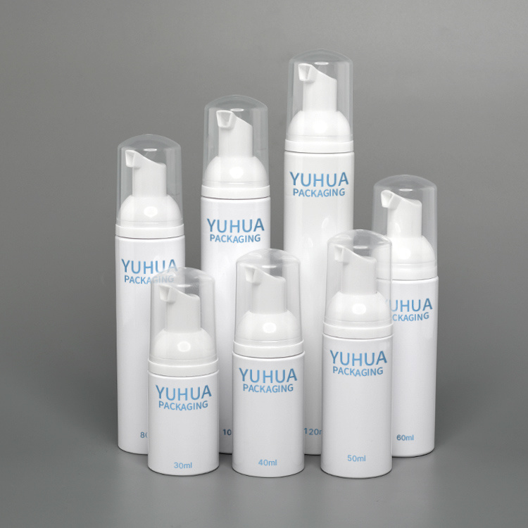 Cosmetic packaging — Empty Cleaner Packaging Container White facial cleansing Plastic Foam Bottle (3)