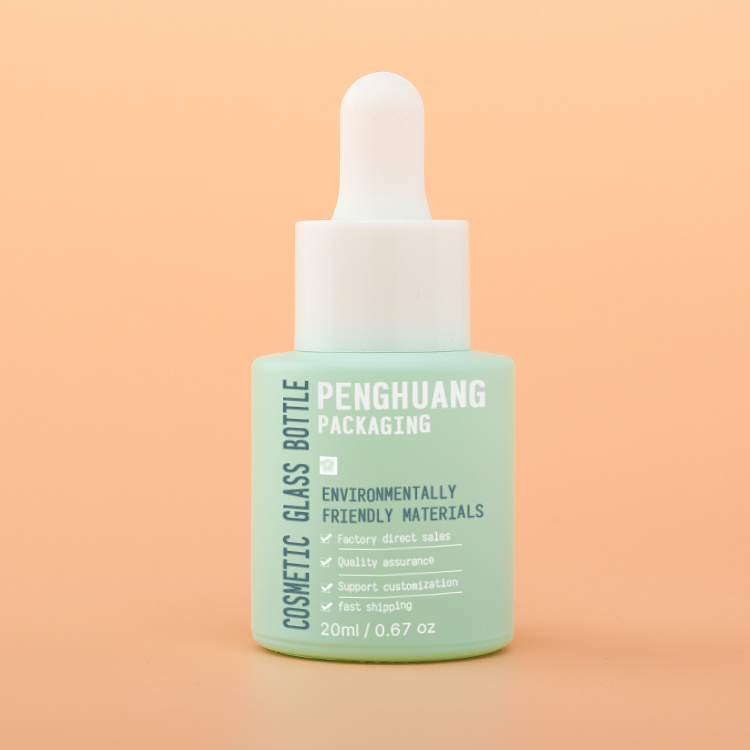 Cosmetic packaging — ECO 15ml Beauty cosmetic set glass set with green color painting bottle cream jar and pump sprayer cap 30ml 50ml 100ml 30g 50g (5)