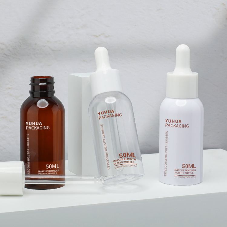 Cosmetic packaging — Luxury PET Amber Serum Bottles 50ML Essential Oil Hair Oil Bottle Skincare Packaging 50ml Plastic Dropper Bottle (3)