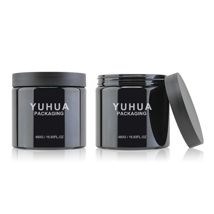 Cosmetic packaging — Wholesale Luxury Cosmetic Containers Jar 360g480g Black Pet Plastic Cosmetic Cream Jar with Plastic Lid (3)