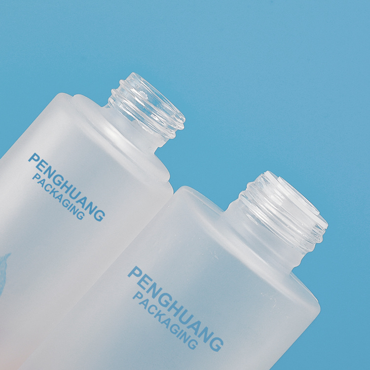 Cosmetic packaging — Fancy Skincare Packaging Cosmetic Bottle Set Frosted Glass Skin Care Essence Toner Bottles Glass Lotion Bottle and Jar (5)