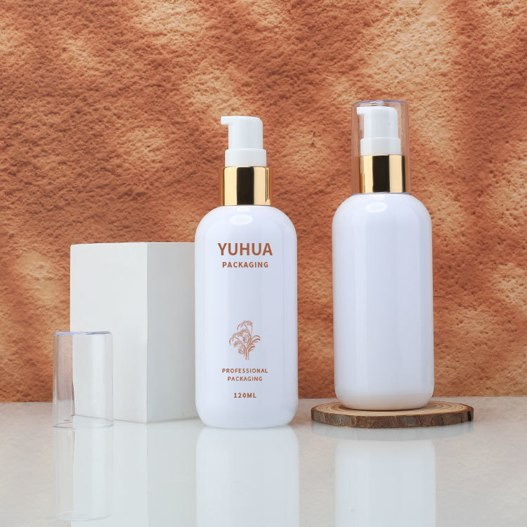 Cosmetic packaging — Plastic Packaging Pet Shampoo Conditioner Bottles Round Cosmetic Plastic Emulsion Dispenser Bottle for Lotion Serum (3)
