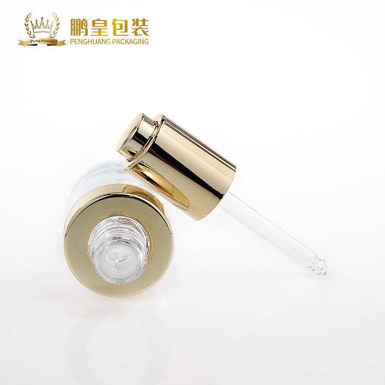 Cosmetic packaging — 30ml thick bottom serum lotion glass bottle with golden uv press pump (5)