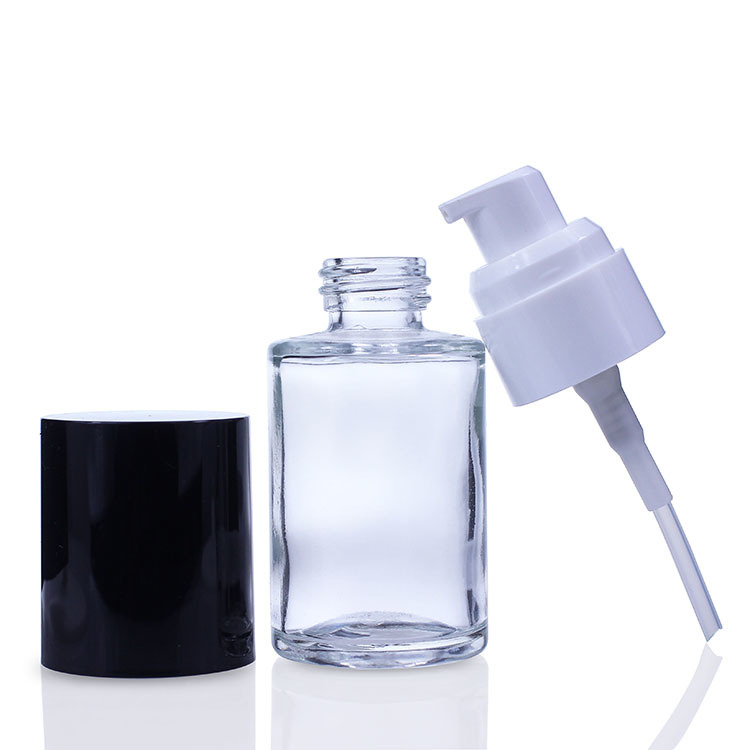 Cosmetic packaging — Empty Clear Black Pump Bottle makeup containers Liquid Foundation Packaging Glass Bottle Cosmetic (3)