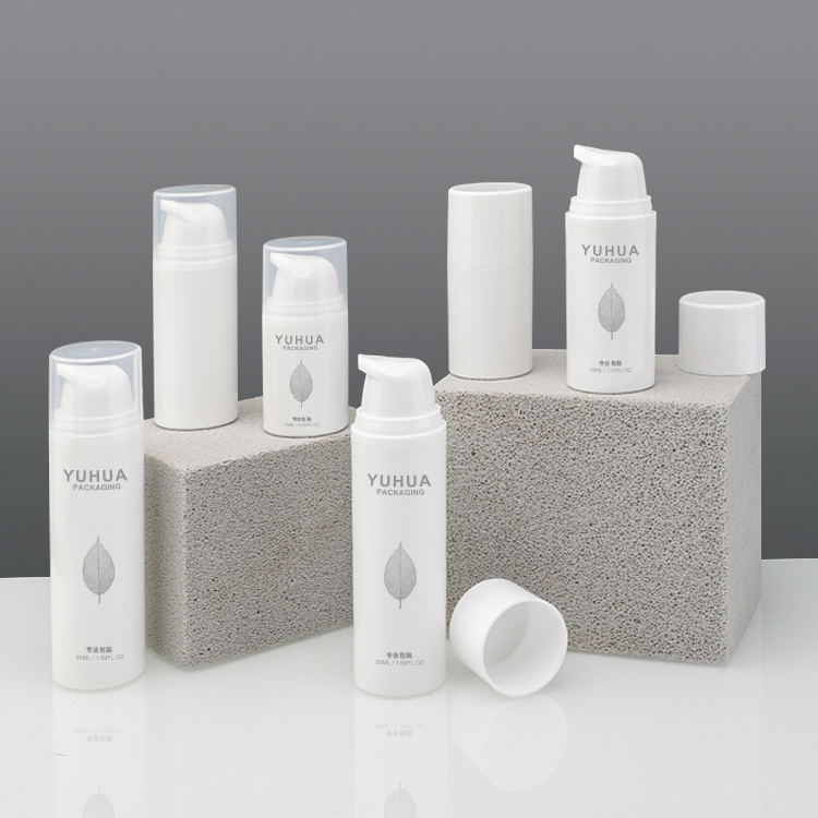 Cosmetic packaging — Customized Eco-Friendly White 15ml 30ml 50ml Refillable PP Plastic Airless Pump Bottle Screen Printed for Face Cream Sunscreen (4)