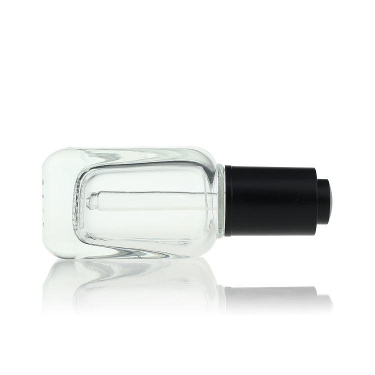 Cosmetic packaging — 50ml clear square essential oil serum glass bottle with push button dropper (4)