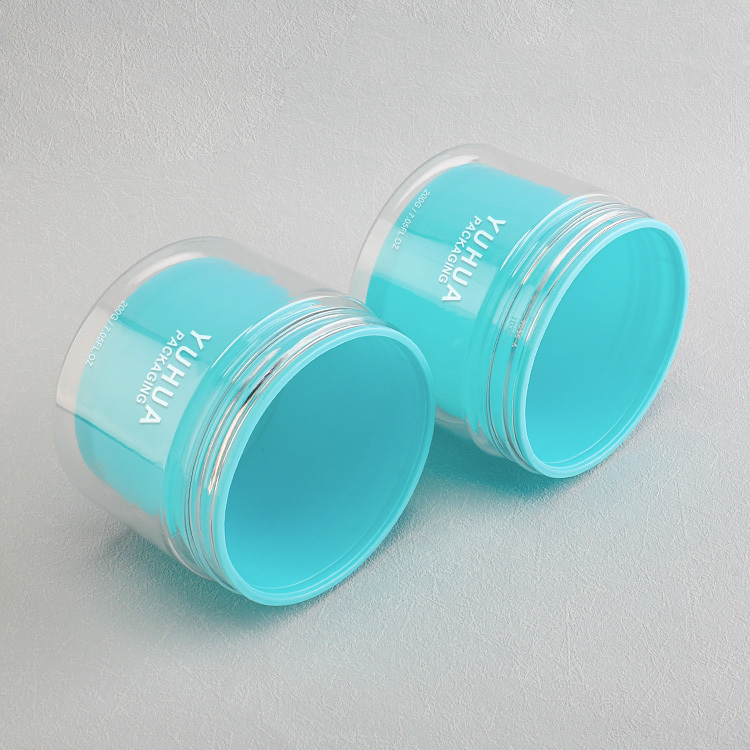 Cosmetic packaging — Accept Custom 200g 360g New Arrival Blue Transparent Plastic Cream Jar with Flat Top Cap (6)