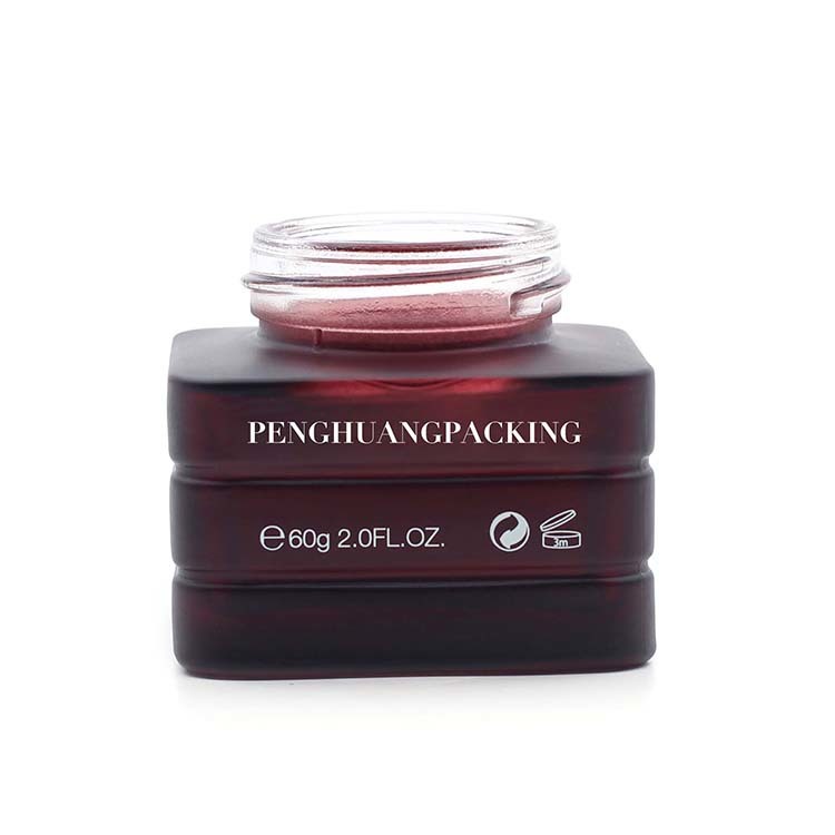 Cosmetic packaging — Glass Jar Suit Spray Painting Face Cream Jars Container Manufacturer Cosmetic Packaging Set 60g Custom Color Red Glass Products (2)