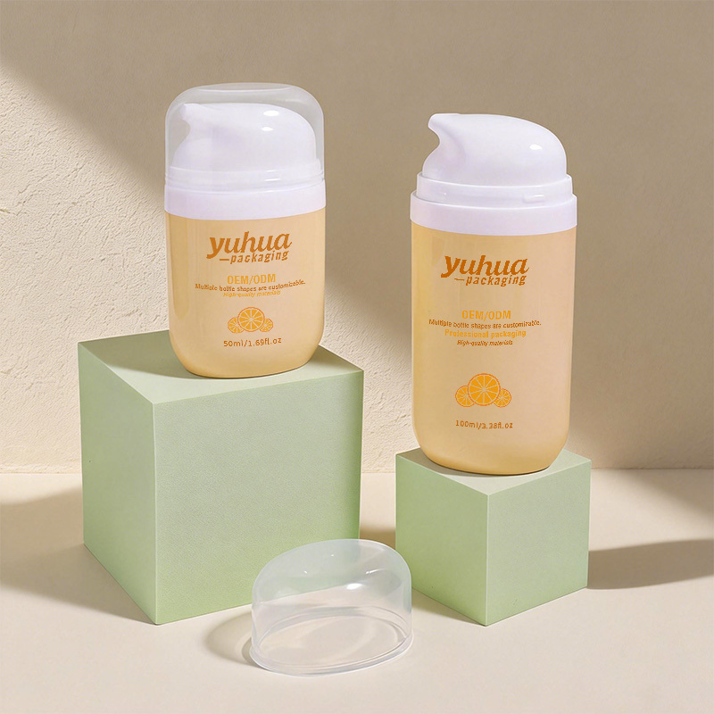 Cosmetic packaging — Customizable Oval Flat PP Plastic Airless Pump Bottle 50ml 100ml Squeeze Vacuum for Lotion BB Cream Sunscreen Skin Care Serum (2)