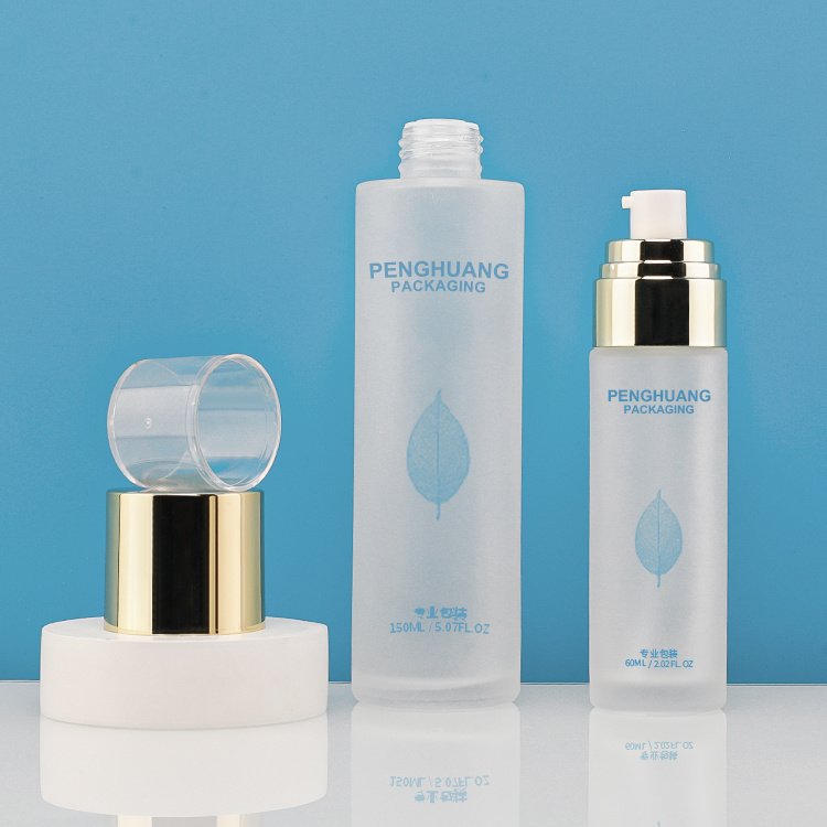 Cosmetic packaging — Fancy Skincare Packaging Cosmetic Bottle Set Frosted Glass Skin Care Essence Toner Bottles Glass Lotion Bottle and Jar (2)