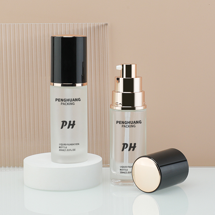 Cosmetic packaging — Empty Frosted Liquid Foundation Bottle 30ml 1oz Thick Bottom Makeup Lotion Cream Foundation Bottle with Uv Lid (3)