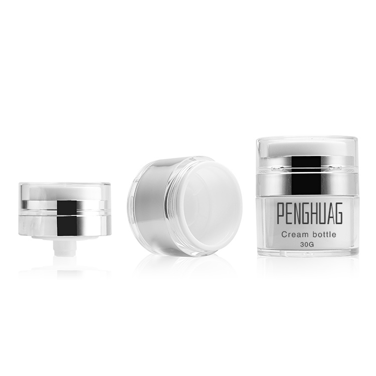 Cosmetic packaging — Clear 30g 50g Cosmetic Jar Custom Luxury Unique Plastic Empty Cosmetic Body Face Eye Skin Care Cream Jars with Silver Lid (4)