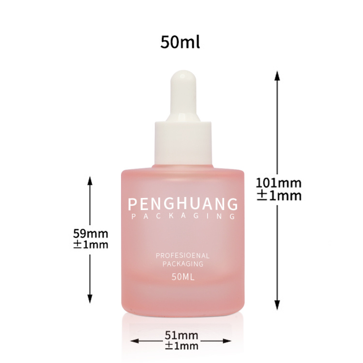 Cosmetic packaging — Skin Care Essential Oil Bottle Serum Clear Frosted 50ml Pink Frosted Glass Dropper Bottle Serum Bottles Glass (6)