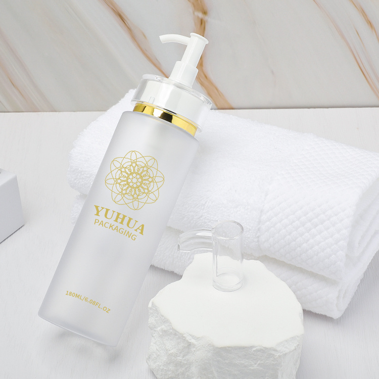 Cosmetic packaging — Custom Frosted PET Press Pump Shampoo Bottle 180ml 200ml Skincare Packaging Plastic Lotion Bottle (3)