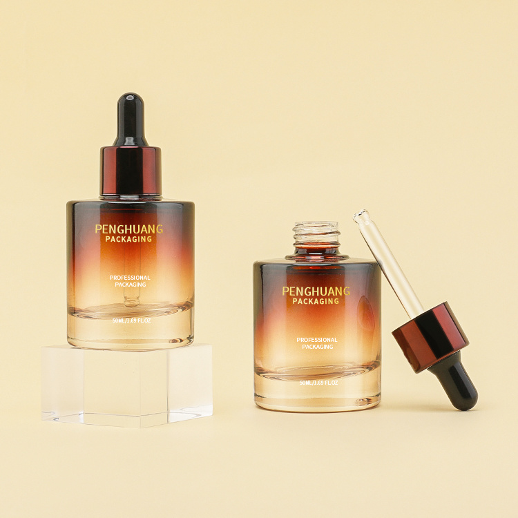 Cosmetic packaging — Luxury Skincare Packaging Clear Empty Serum Glass Bottles 50ml Customized Face Cream Glass Dropper Bottle Pipette (2)