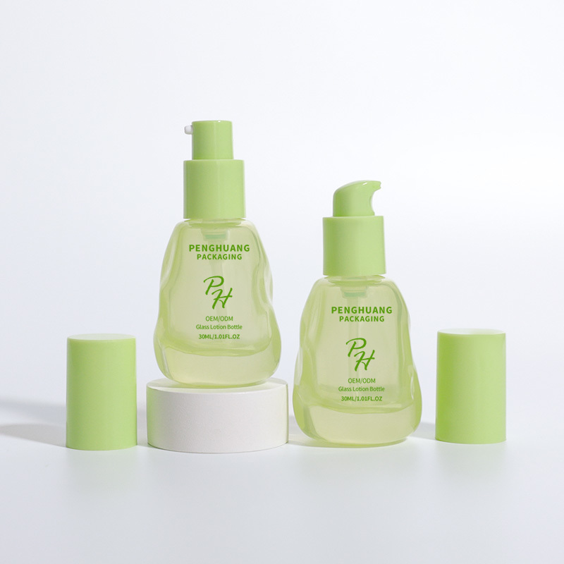 Cosmetic packaging — Hot Sale Avocado Green Frosted Serum Lotion Glass Bottle 30ml 1oz Thick Bottom Skin Care Serum Cream Foundation Bottle (5)