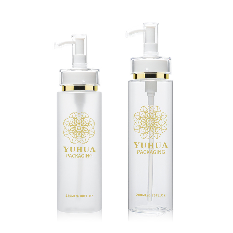 Cosmetic packaging — Custom Frosted PET Press Pump Shampoo Bottle 180ml 200ml Skincare Packaging Plastic Lotion Bottle (6)