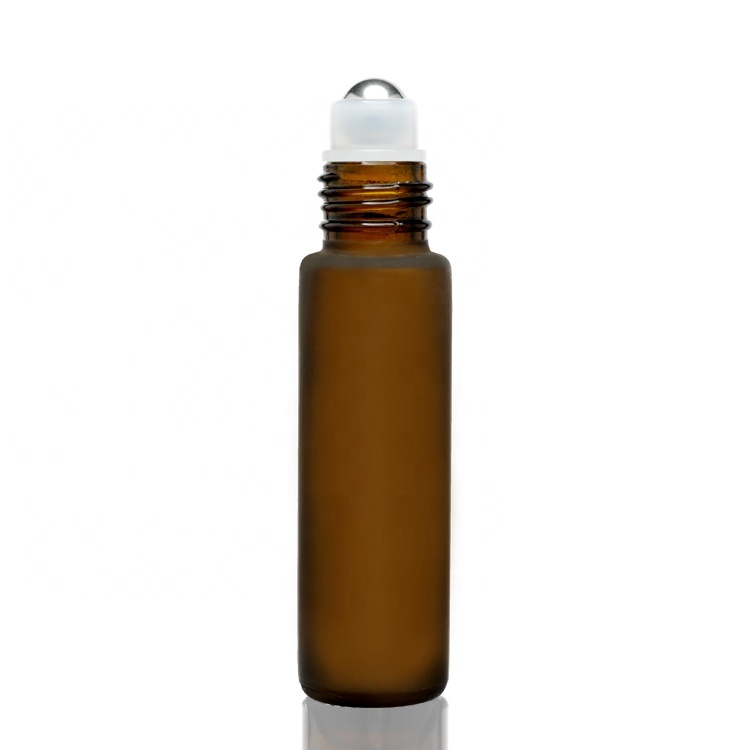 Cosmetic packaging — Frosted 8ML Brown Roll on  Glass  Bottle Amber Glass Roller Bottles for Essential Oils Roll on Bottles with Roller Balls (4)