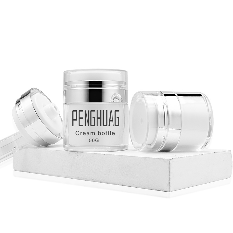 Cosmetic packaging — Clear 30g 50g Cosmetic Jar Custom Luxury Unique Plastic Empty Cosmetic Body Face Eye Skin Care Cream Jars with Silver Lid (5)