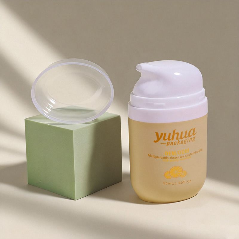 Cosmetic packaging — Customizable Oval Flat PP Plastic Airless Pump Bottle 50ml 100ml Squeeze Vacuum for Lotion BB Cream Sunscreen Skin Care Serum (5)