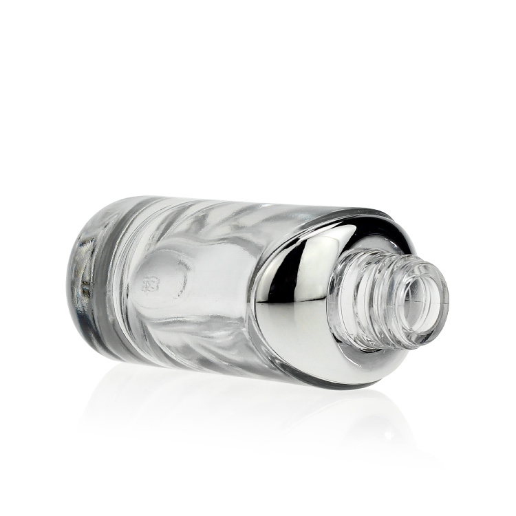 Cosmetic packaging — 30ml unique shape silver uv shoulder cosmetic serum pump dropper bottle (5)