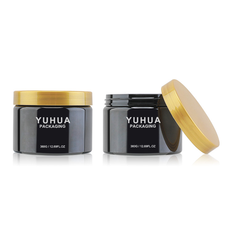 Cosmetic packaging — Wholesale Luxury Cosmetic Containers Jar 360g480g Black Pet Plastic Cosmetic Cream Jar with Plastic Lid (2)