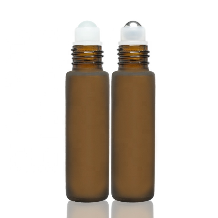Cosmetic packaging — Frosted 8ML Brown Roll on  Glass  Bottle Amber Glass Roller Bottles for Essential Oils Roll on Bottles with Roller Balls (3)