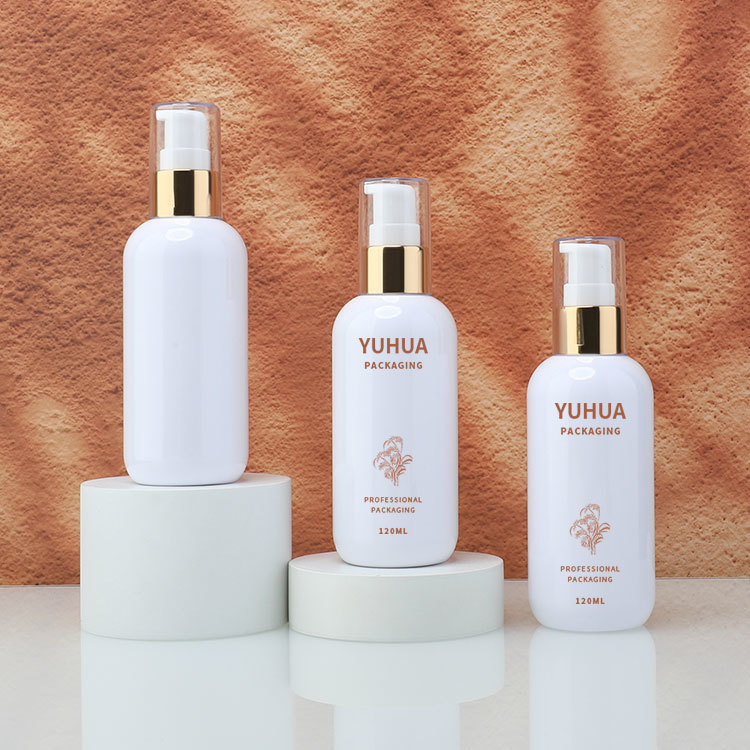 Cosmetic packaging — Plastic Packaging Pet Shampoo Conditioner Bottles Round Cosmetic Plastic Emulsion Dispenser Bottle for Lotion Serum (2)