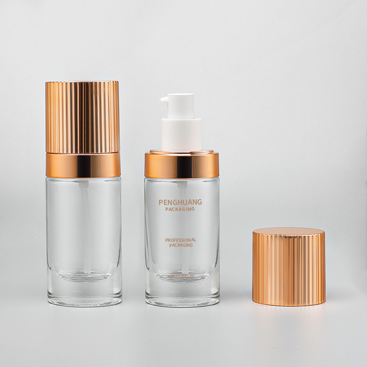 Cosmetic packaging — 30ML 1OZ Empty Refillable Glass Pump Spray Bottle Cream Foundation Make-up Skin Tonic Glass Liquid Foundation Bottle (2)