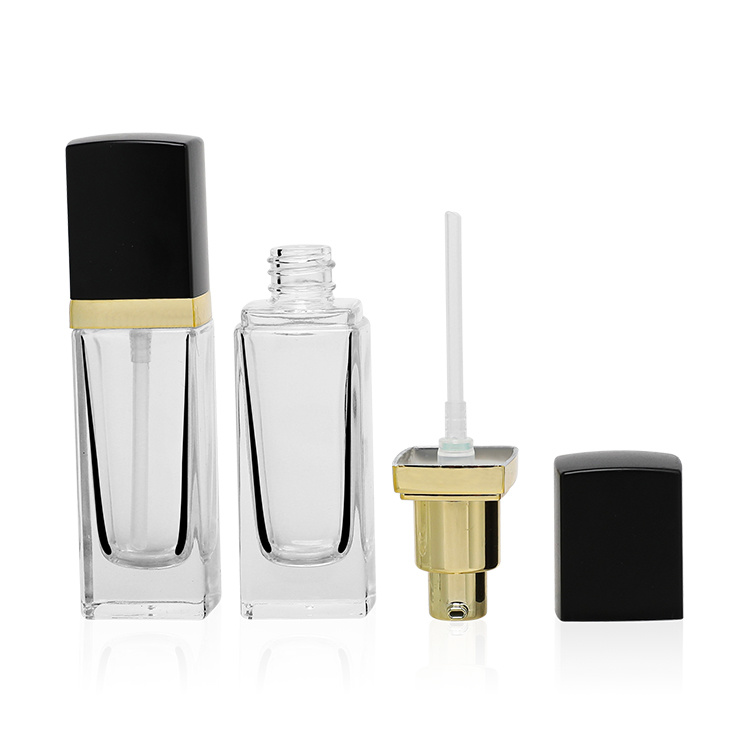 Cosmetic packaging — 30ML 1OZ Upscale Empty Refillable Glass Pump Bottles Liquid Foundation Container Dispenser Storage Vial Lotion Essence container (3)