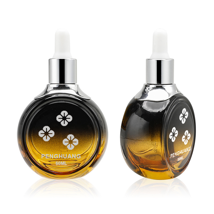 Cosmetic packaging — Wholesale Luxury Face Serum Bottles Gradient black 60ml Empty Cosmetic Essential Oil Packaging Serum Glass Dropper Bottle (2)