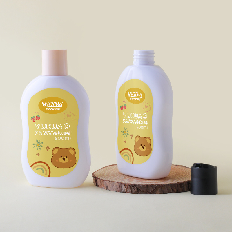 Cosmetic packaging — Refillable Cosmetic Squeeze Containers 200ml Flat Empty Plastic Shampoo and Conditioner Bottles with Disc Top Cap (2)