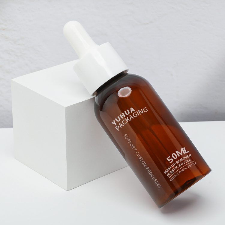 Cosmetic packaging — Luxury PET Amber Serum Bottles 50ML Essential Oil Hair Oil Bottle Skincare Packaging 50ml Plastic Dropper Bottle (5)