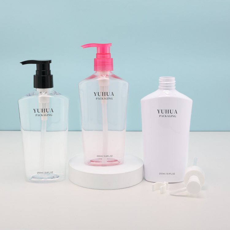 Cosmetic packaging — Empty White Plastic Lotion Bottle Liquid Conditioner 250ml Liquid PET Shampoo Bottles (3)