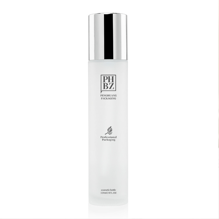 Cosmetic packaging — Luxury skincare packaging set frosted glass toner bottle lotion pump supplier custom straight round cosmetic glass lotion bottle (2)