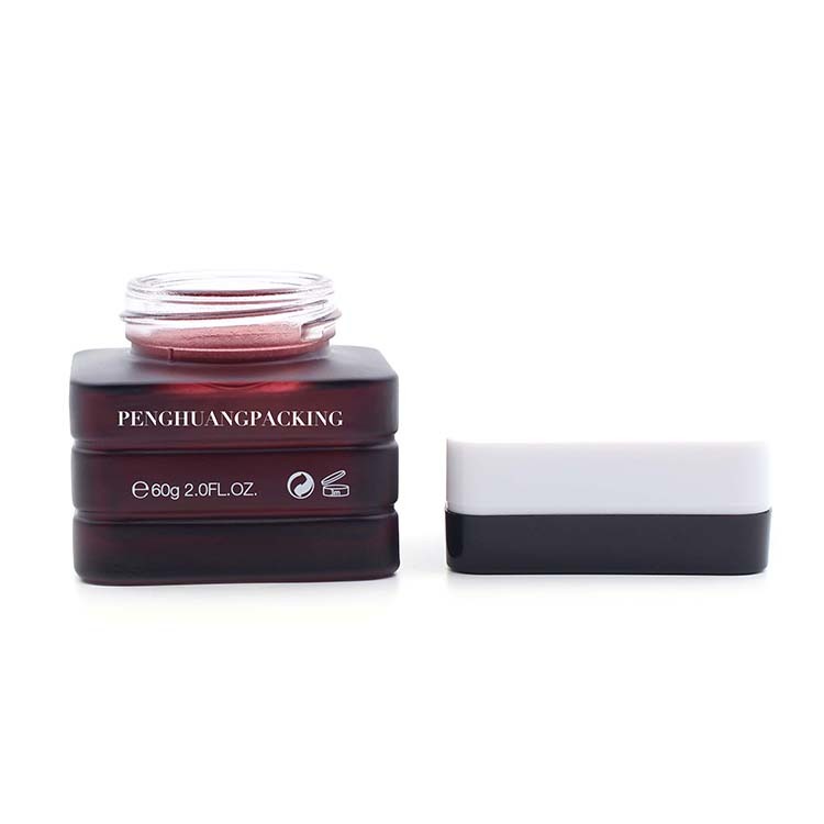 Cosmetic packaging — Glass Jar Suit Spray Painting Face Cream Jars Container Manufacturer Cosmetic Packaging Set 60g Custom Color Red Glass Products (4)
