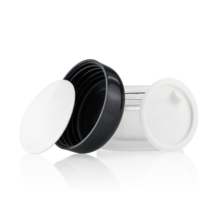 Cosmetic packaging — In stock round shaped 50g cosmetic containers frost glass eye cream jar with mushroom lid (2)