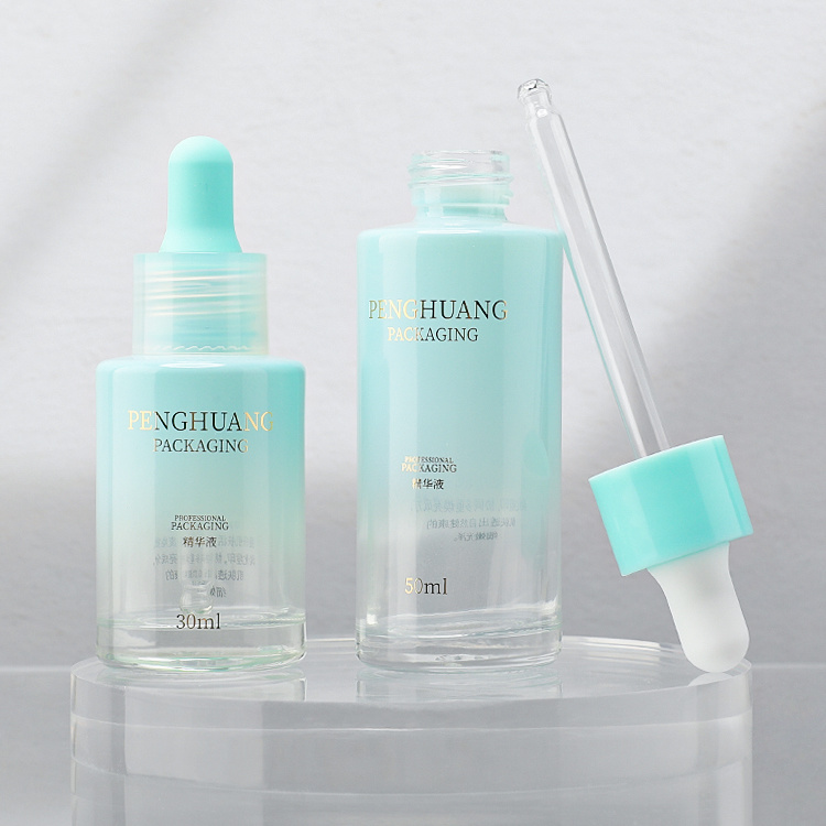 Cosmetic packaging — Glass Skincare Empty Body Hair Oil Container 30ml Cylinder Frosted Pink Glass Serum Essential Oil Dropper Bottle (5)