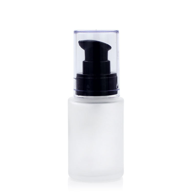 Cosmetic packaging — Luxury 30ml 20ml 15ml foundation frosted round shape with pump cap (3)