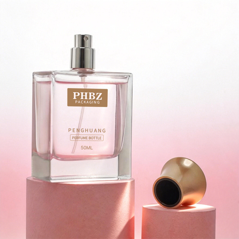 Cosmetic packaging — Luxury Rectangular Pink Glass Perfume Bottle 30ml 50ml  Refillable Body Spray Bottle With Lid Cosmetic Container for Fragrance (4)
