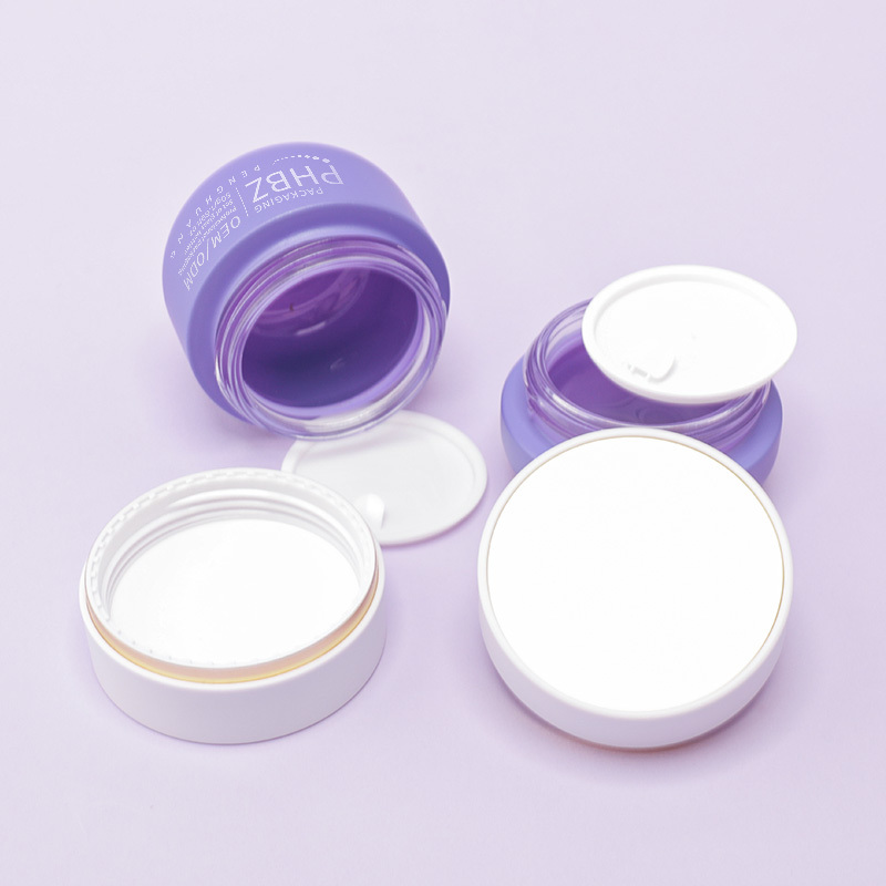 Cosmetic packaging — Luxury Matte Purple Glass Skincare Cosmetic Packaging Set for Skin Care Serum Face Cream Lotion Pump Gold Stamp 30/50g 100/120ml (5)