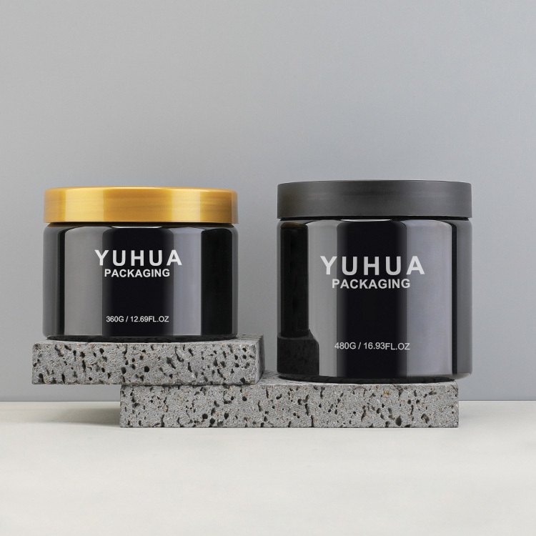 Cosmetic packaging — Wholesale Luxury Cosmetic Containers Jar 360g480g Black Pet Plastic Cosmetic Cream Jar with Plastic Lid (4)