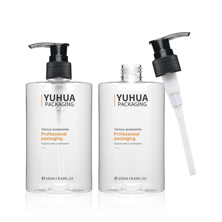 Cosmetic packaging — Recycled Cosmetic Packaging 250ml 300ml PET Flat Shoulder square Bottle with Press Lotion Pump Plastic Shampoo Bottle (6)