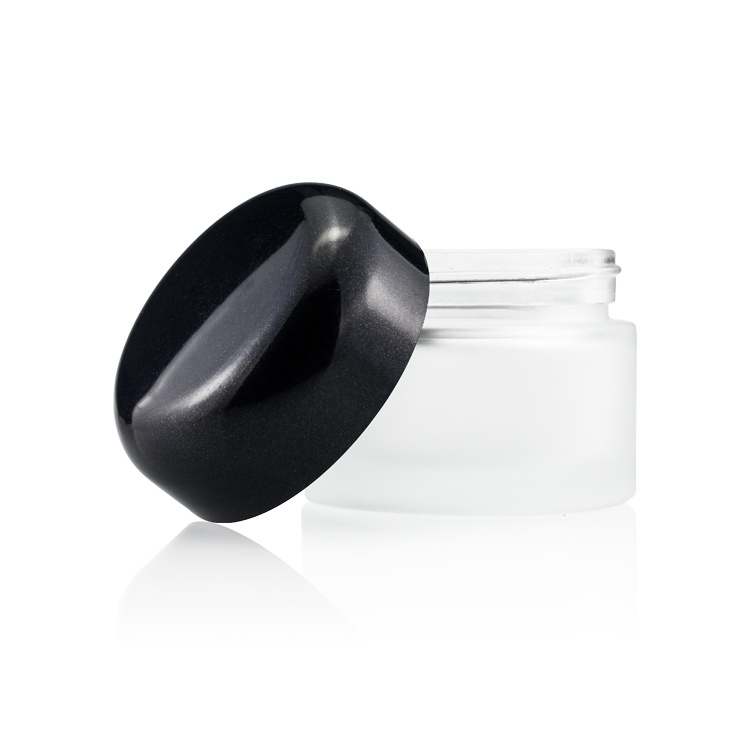 Cosmetic packaging — In stock round shaped 50g cosmetic containers frost glass eye cream jar with mushroom lid (3)