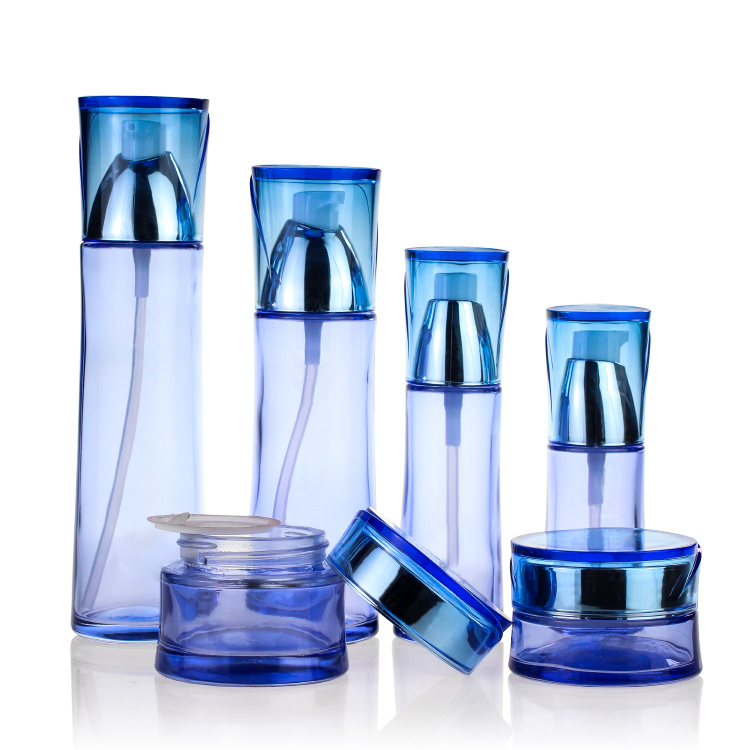 Cosmetic packaging — Glass jar 30g 50g Cosmetic cream Package Blue skin care for face cream glass jar Manufacturer (3)