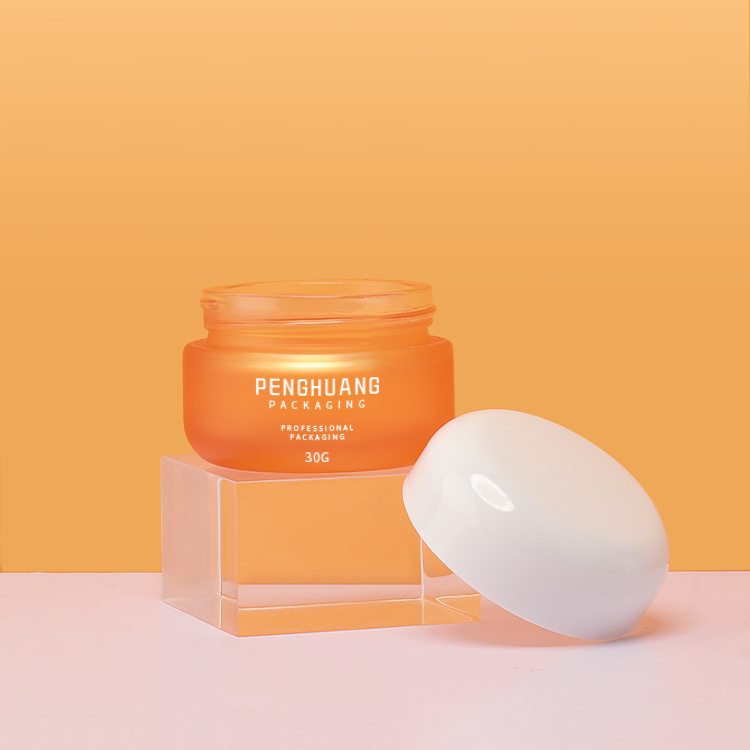 Cosmetic packaging — Wholesale Color Custom 15g 30g Face Body Cream Jar Glass Cosmetic Jar with White Round Cap (4)