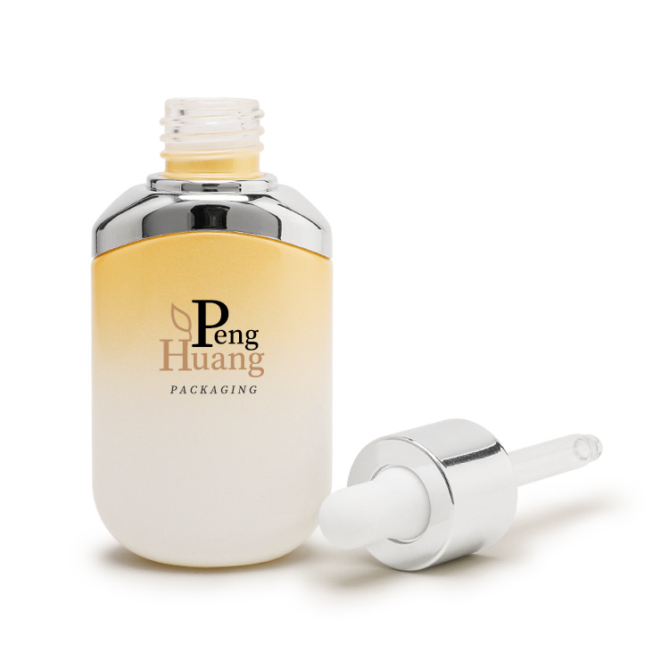 Cosmetic packaging — 30ml oval shape glass dropper bottle with silver shoulder (3)
