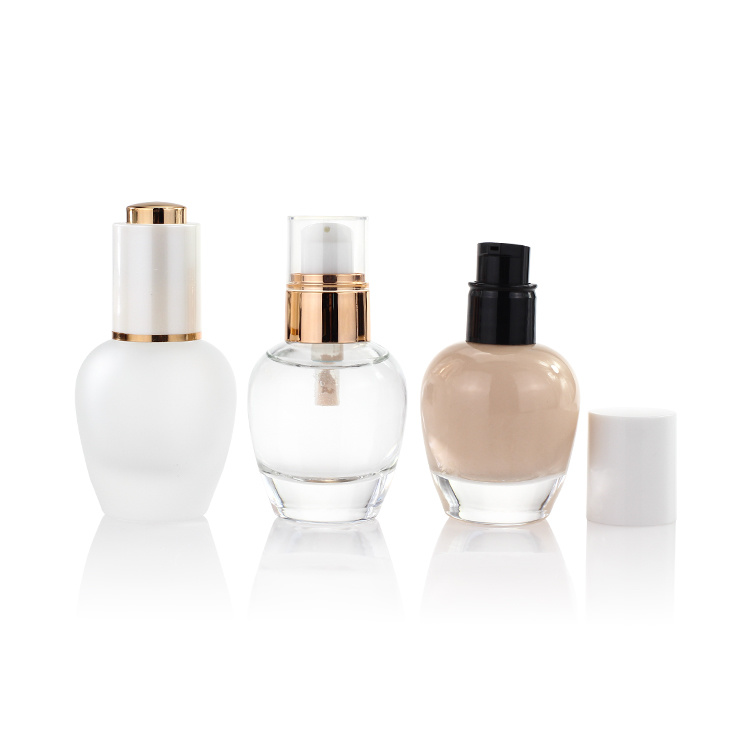 Cosmetic packaging — Wholesale Screen Printing 30ml empty foundation bottle Packaging Glass Serum Bottle with Pump Cherry Shape Face Oil Bottle (3)