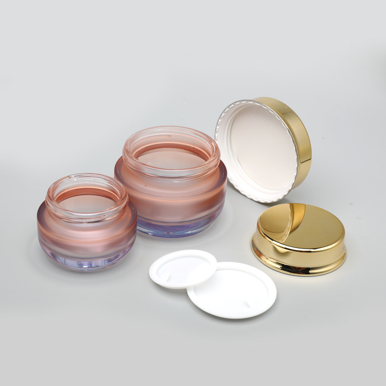 Cosmetic packaging — Private Label Skincare Packaging 30g 50g Round Face Cream Container Gradient Color Cosmetic Whitening Cream Glass Jar (4)